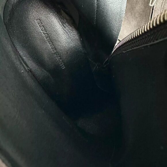 Women's ALEXANDER WANG Gabi Gray Suede Cutout Chunky Heel Ankle Boots Size 38 - Picture 8 of 8